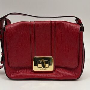 Michael Kors Lila Pebbled Leather Red Adjustable Strap Shoulder/Crossbody Bag